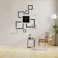 3d Diy Acrylic Wall Clock Modern Design Clock Decoration Living Room Quartz Acrylic Creative Square Mirror Stereo Wooden Wall Clock - Acrylic Wall Clock Golden Black / Silver Black ( mdf black and golden/ Silver acrylic). 