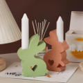 3D Rabbit Candle Holder Silicone Mold DIY Easter Bunny Gypsum Concrete Resin Mold Handmade Supplies Home Crafts Desktop Decor. 