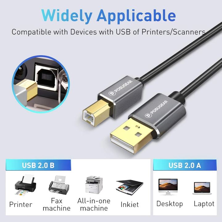Printer%20Cable%20POSUGEAR%20USB%20Printer%20Cable%202.0%20A%20Plug%20to%20B%20Plug%20for%20HP,%20Canon,%20Lexmark,%20Epson,%20Dell%20Gold%20Plated%20Contacts%203%20Meter%20-%20Image%207