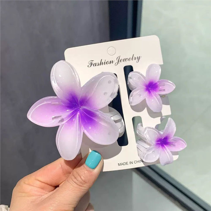 3 Pcs Korean Flower Hair Claw Clips Set