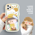 BILI for iPhone 11 Pro Max Back Cover With Cute Fruit Girl Ring Holder Soft Transparent Colorful Wavy Phone Cases. 