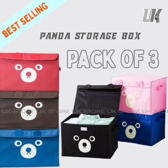 Panda Storage Box, Pack of 3 - Panda Design Folding Storage Bins for ...