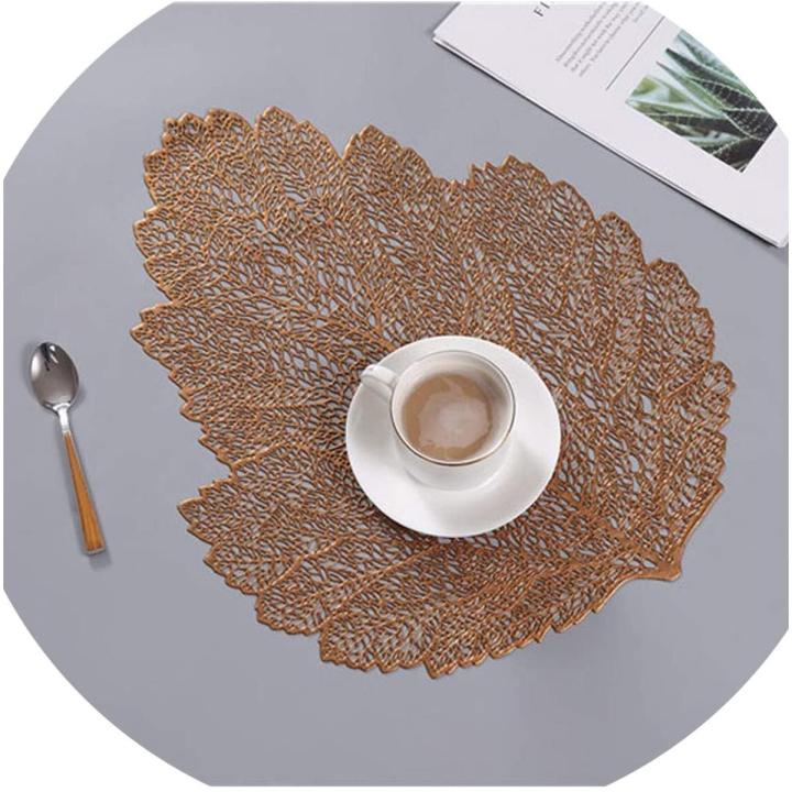 6 Pieces Table Placemat For Dining Table Mat Soft PVC Palm Leaf Placemat Simulation Plant Mats Coffee Cup Table Mats Home Desktop Decoration