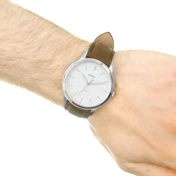 Fossil White Dial Brown Leather Strap Watch For Men FS5397