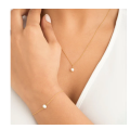 Single Pearl Moti Golden Chain Necklace + Bracelet for Girls. 