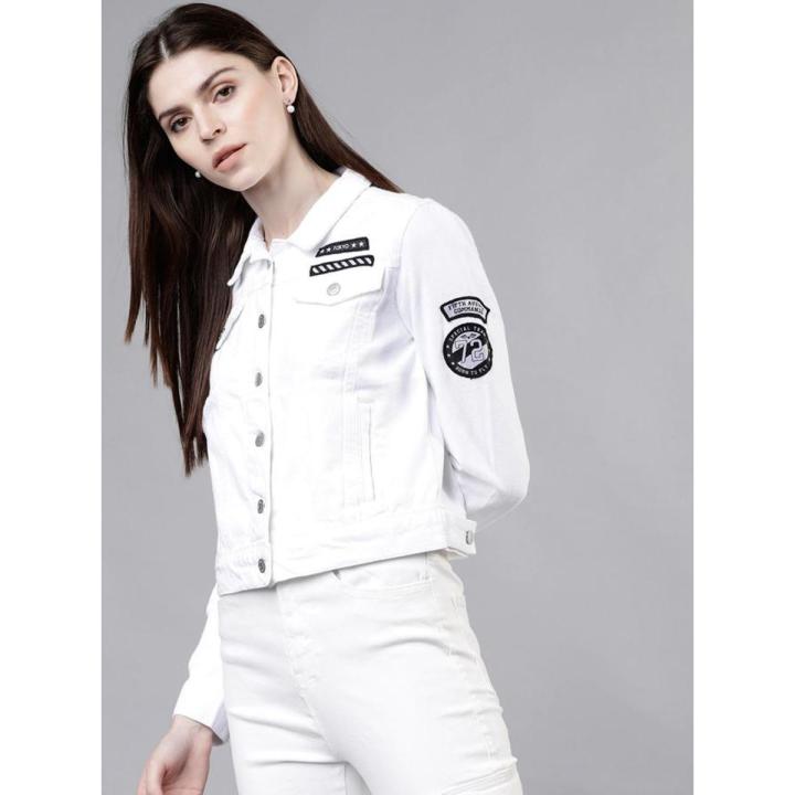 CLOTHING   HB Women White Solid Jacket