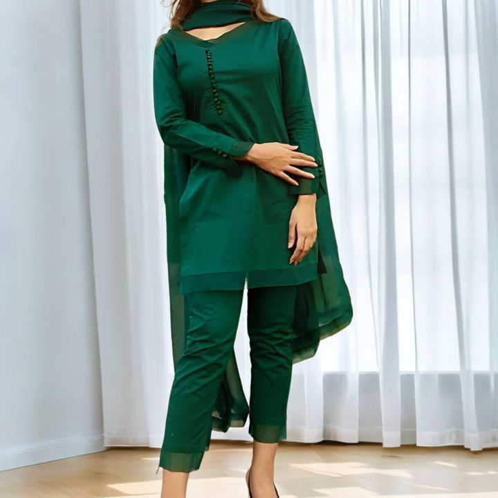 Women's 2-Piece Silk Luxe Collection – Premium Ethnic Wear in Green ...