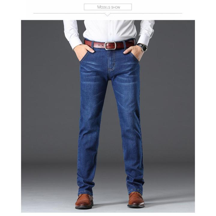 Vomint-Mens-Jeans-Business-Regular-Straight-Full-Lenght-Jean-Casual-Denim-Blue color-Elasticity-Stretch-Fabric-Pant