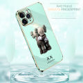 (Free Lanyard) Luxury 6D Plating Case for Realme C15 Phone Cases Hug Cartoon Bear Side Print Soft Silicone Square Back Cover. 