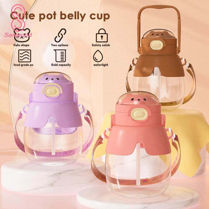 Water Bottle Shoulder Strap Kids Cartoon Drinking Tumbler