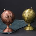 T8WE Vintage Metal Globe Iron Art Antique Retro Rotating Earth Geography World Globe Model with Base Educational Decoration. 