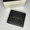 Original GG 1105-1A Slim & Short Bifold Black Leather Wallet for Men - Leather Wallet with Box. 