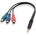 3.5mm AUX To RCA Component Green Blue Red YPbPr RCA Adapter Cable. 