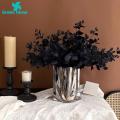 Black Artificial Flowers 6pcs Black Eucalyptus Branches Stems Realistic Silk Cloth Leaves for Halloween Decor Halloween Party Decorations. 