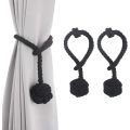 2 Pcs Cotton Rope Curtain Tiebacks Rope Knot Ball Decorative Tie- B. 