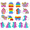 16 Pcs Popping Sound Mini Fidget Keychain Digits Toys Baby Sensory Toys Stress Relief Anti- Anxiety Early Education Flipping Board Toys for Babies Toddlers Kids Adults. 