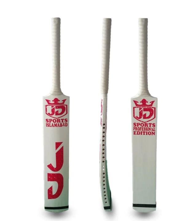 JD – Cricket Bat Half Cane - White Bat Red Reflector - Tape Ball Bat | Softball Cricket Bat |Sports Bat