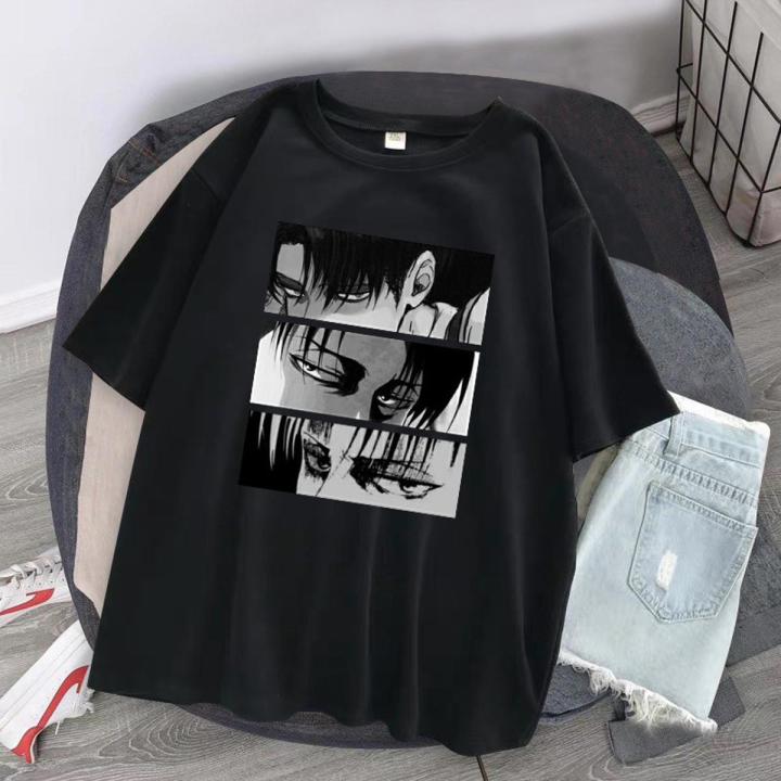 Japanese Anime Attack Giant Women's T-shirt LeviAckerman Eye Summer Harajuku Loose Gothic Short Sleeve T-shirt