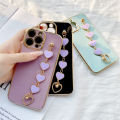 TA for For VIVO Y11 2019 / Y12i / 1906 Back Cover Purple Love Heart Bracelet Luxury 6D Plating Case Soft Thin Silicone Square Phone Cases. 