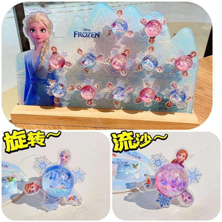 613 Genuine Frozen Children's Jewelry Elsa Princess Cartoon Rotating Sand Ring Girl Baby Toy