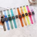 Neon Glacier Newest Transparent Sport Strap for Apple Watch Series SE 6 5 4 3 2 1 Silicone Clear for IWatch Band 38mm 40mm Glacier Limited Edition Silicone Strap TPU case 38mm 40mm 42mm 44m. 