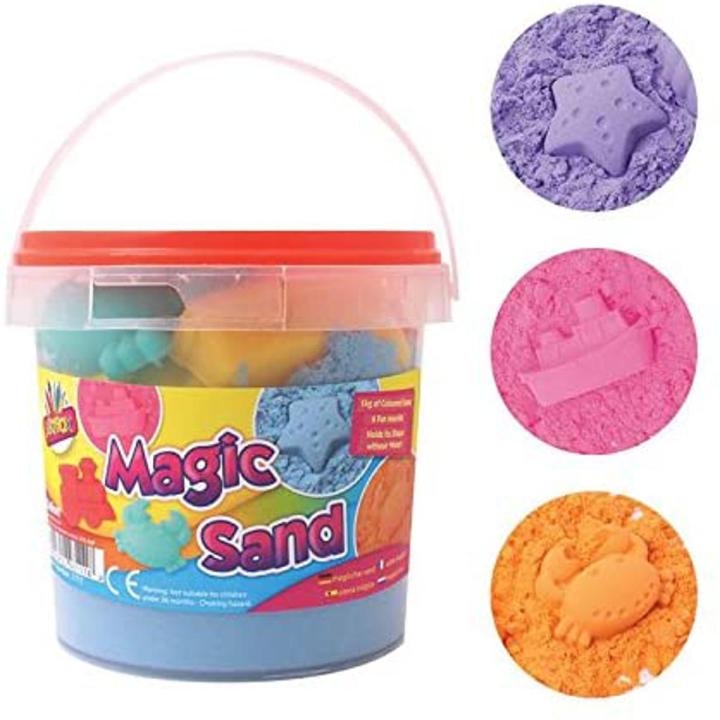 Magic Sand Jar  Magic Sand Toy Set for Kids, Molds Creative Playing Sets Include Bucket, Sand Models, Colorful (350 gm & 200g jars))