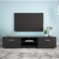 TV Console Table  for Up to 60 Inch TV s ,   2 Storage Cabinet with Open Shelves for Living Room Bedroom,Black. 