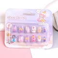 12pcs/Box Children Acrylic Nails Safe Non-Toxic Adhesive Nail DIY Artificial Fingernails for Girls Children's Day Gift. 