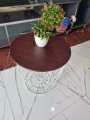 METAL WIRE REMOVABLE WOOD TOP FOLDABLE ROUND COFFEE SIDE TABLE STORAGE BASKET ONE PICE. 