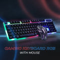 Semi-Mechanical Keyboard Mouse combo Kit GTX350 USB Gaming PC Rainbow Colorful LED Illuminated Backlit Gamer Keyboards For Office Computer Accessories. 
