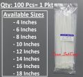 Best Quality Pack Of 100 Pieces Bright White Nylon Cable Zip Ties- Cable Ties- Tie Wraps- Hose Tie For Daily Use n For All Puroses- For DIY Projects- Economical- From Best Rated Shop of SubRung In 4 -6- 8- 10- 12- 14- 16 n 18 Inches approx.. 