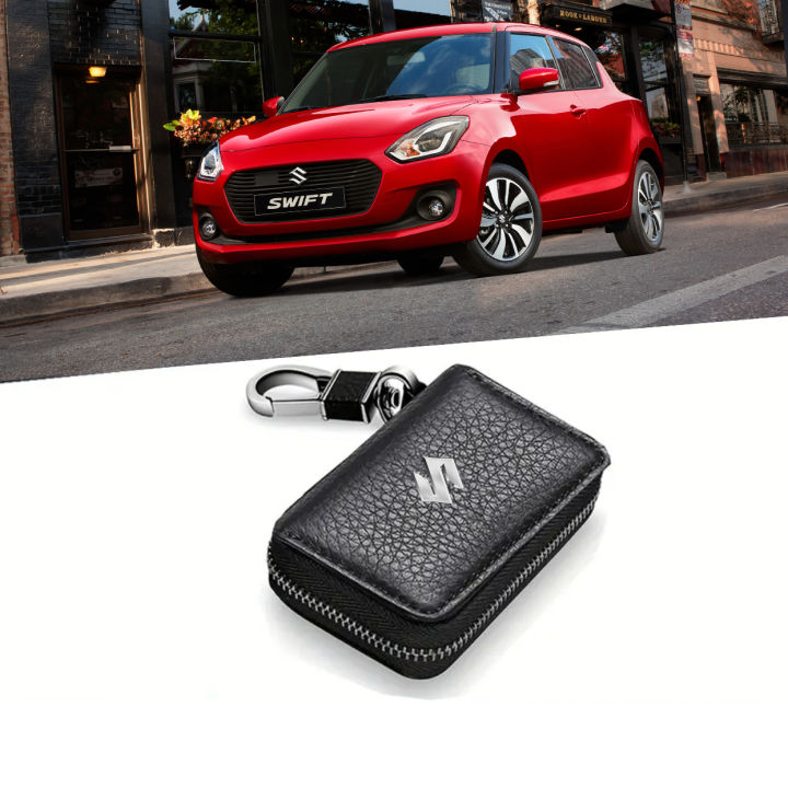 Leather%20Zipper%20Car%20Key%20Pouch%20With%20Metal%20Hook%20And%20Keyring%20-Suzuki%20Logo-%20-%20Image%202