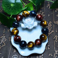 14mm Colorful Tiger Eye Stone Bracelet for Women Natural Multicolor. 