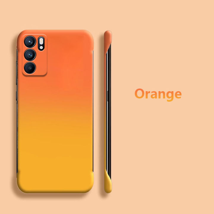 Sroof Case For OPPO Reno 6 4G OPPO Reno 6 Pro New Half-wrapped Ultra-thin Gradient Halo Two-color Skin Feel Bezel-less Phone Case Back Cover