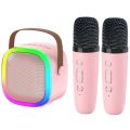 k12 Dual Mic 2 Karaoke Machine for Kids Adults, Portable Bluetooth Karaoke Speaker with 2 Wireless Microphones & Colorful Lights, Karaoke Machine for Girls Boys Birthday Microphone Machine Toy, 5W Speakers Sound Subwoofer Boombox Support Multiple Input. 