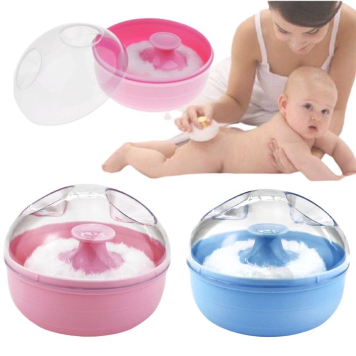 MiniMe Baby Soft Face Cosmetic Powder Puff talcum powder Sponge Box Case Container