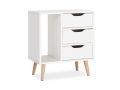 Wooden Bedside Tables Nightstand Cabinet with Stackable Coffee Table, Wood End Table, Storage Shelves, and Three Drawers - Ideal Side Table for Bedroom, Living Room - White Finish. 