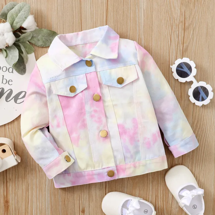 Girls%20Casual%20Button-down%20Jacket,%20Pink%20Tie-dyed%20Printed%20Pattern%20Long%20Sleeve%20Coat,%206%20Months-4%20Years%20-%20Image%203