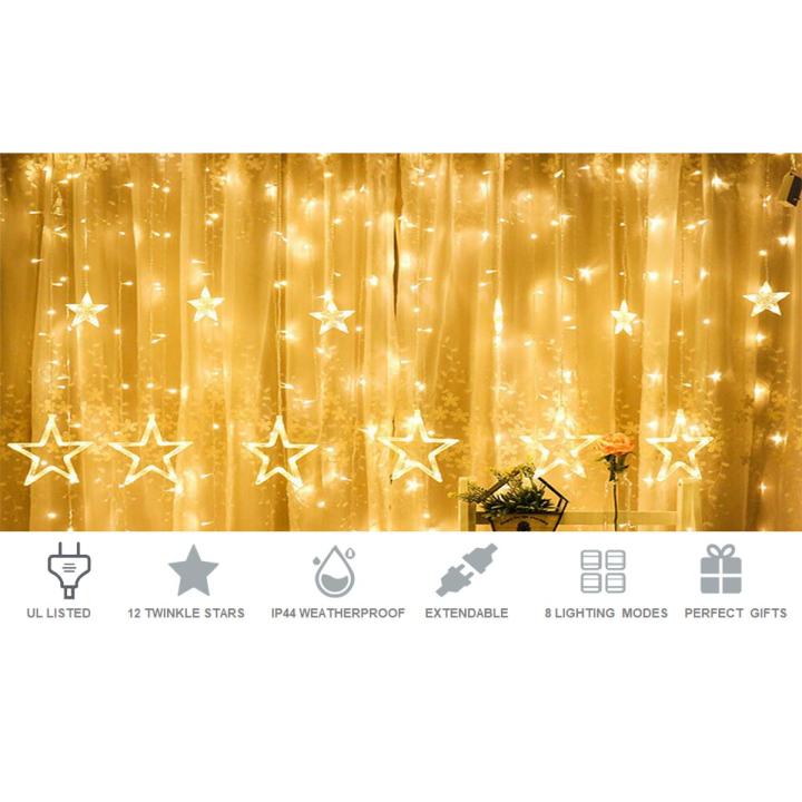 LED Fairy String Lights - 12 Star Curtain-Warm