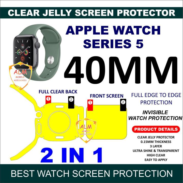 APPLE IPHONE WATCH SERIES 5 40MM FULL BACK AND FRONT TRANSPARENT ULTRA SHINE JELLY PROTECTOR/ PROTECTOR FOR APPLE WATCH SERIES 5 40 MM / APPLE WATCH 40 MM CLEAR JELLY PROTECTOR