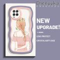 chenyyka For Samsung galaxy A22 4G A22 5G M22 Case Cartoon Cute Girl back Lovely Cream Wave Border Soft Clear Shockproof Phone Cases Creative Camera Transparent Casing Simple Silicone Protective Cover. 