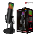 Xtrike-Me Professional Condenser Microphone for Studio Recording - USB Powered Omnidirectional Dynamic Gaming Mic for Mobile, PC, Desktop, Podcasting, Live Streaming, Singing, ASMR, Youtube - 12 RGB Lighting Modes - 360° Rotatable Body - XMC03 by FunBug. 