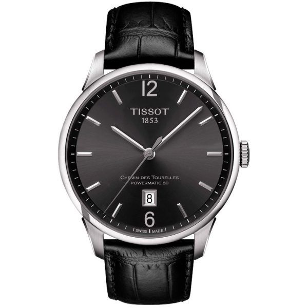 TISSOT T099.407.16.447.00 Leather Strap Powermatic Wrist Watch For Men