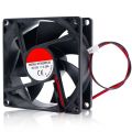 12V DC 80mm x 80mm x 25mm 2 Pin Dual Ball Bearing Brushless Quiet Cooling Fan. 