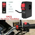 Motorcycle Handlebar Switch ON OFF Button with USB Charging Port (2A ). 