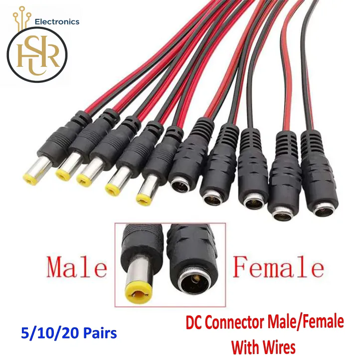 12V DC Connectors Male Female Jack Cable Wire Line Adapter Plug Power ...