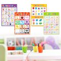 English 4 Pcs/set A4 ABC Words Learning Posters Flashcards for Toddlers Kids English Beginner Kindergarten Classroom Decoration. 