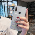 Casinglee for VIVO Y11 case Shiny Ring Glitter Soft Transparent Holder Stand Back cover with String for VIVO Y11 Phone cases cover Stars Moon Girls For girls and Boys. 
