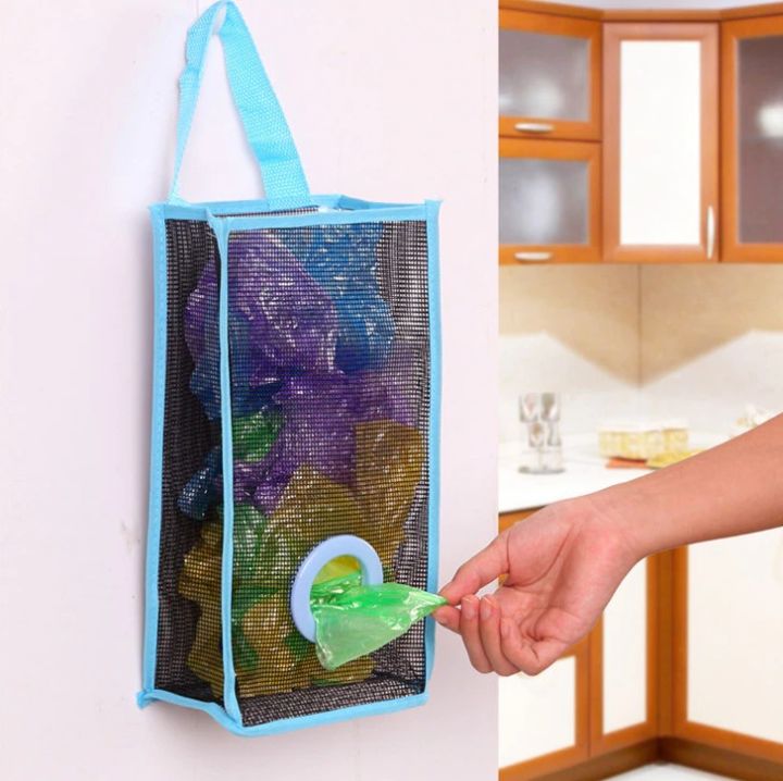 New Plastic shopping bag storage basket Hanging Mesh Garbage Bag