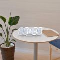 White 3D Led Digital Clock Snooze Bedroom Desk Alarm Clocks 24/12 Hour Display Home Decoration Hanging Wall Clock Calendar Thermometer Voice Control Backlight  Time Temperature Display For Bedroom Office Living Room Home Decor Gift Nightstand Bedside. 